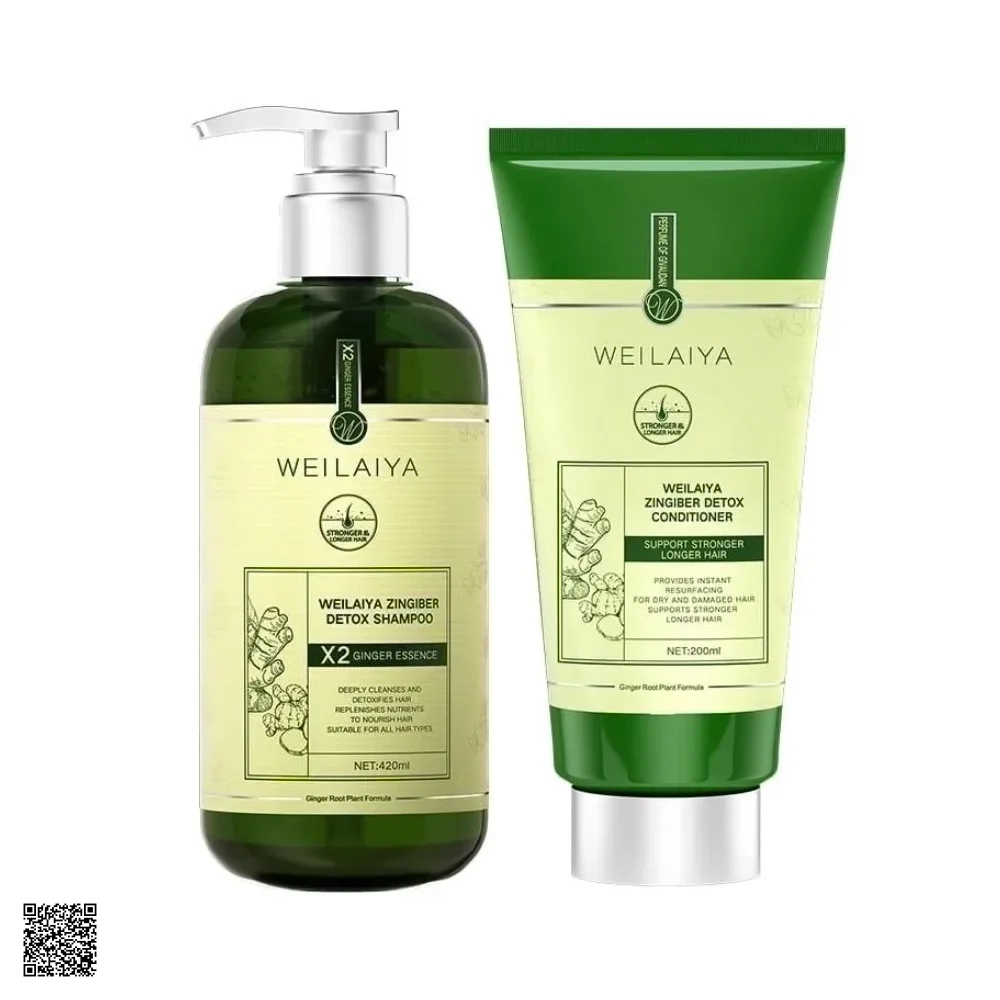 Weilaiya Zingiber Detox X2 Ginger Essence - Bộ Dầu Gội Xả Gừng Hỗ Trợ Mọc Tóc