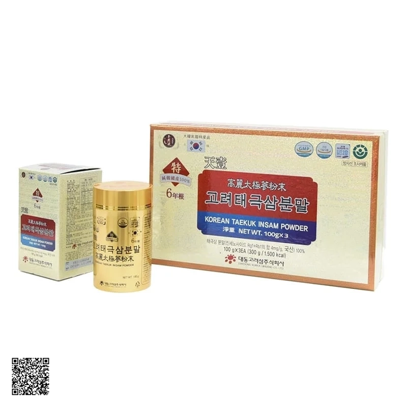 Bột Thiên Sâm Thái Cực Daedong Korean Taekuk Insam Powder (3 lọ x 100gr)