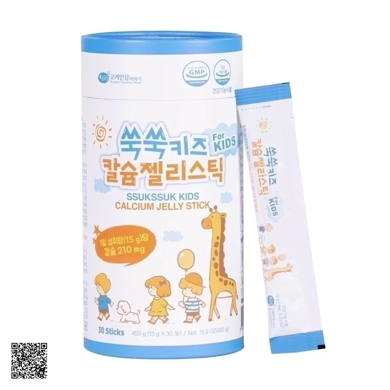 Thạch Hồng Sâm Baby KGS Ssukssuk Kids Calcium Jelly Stick (15gr x 30 gói)