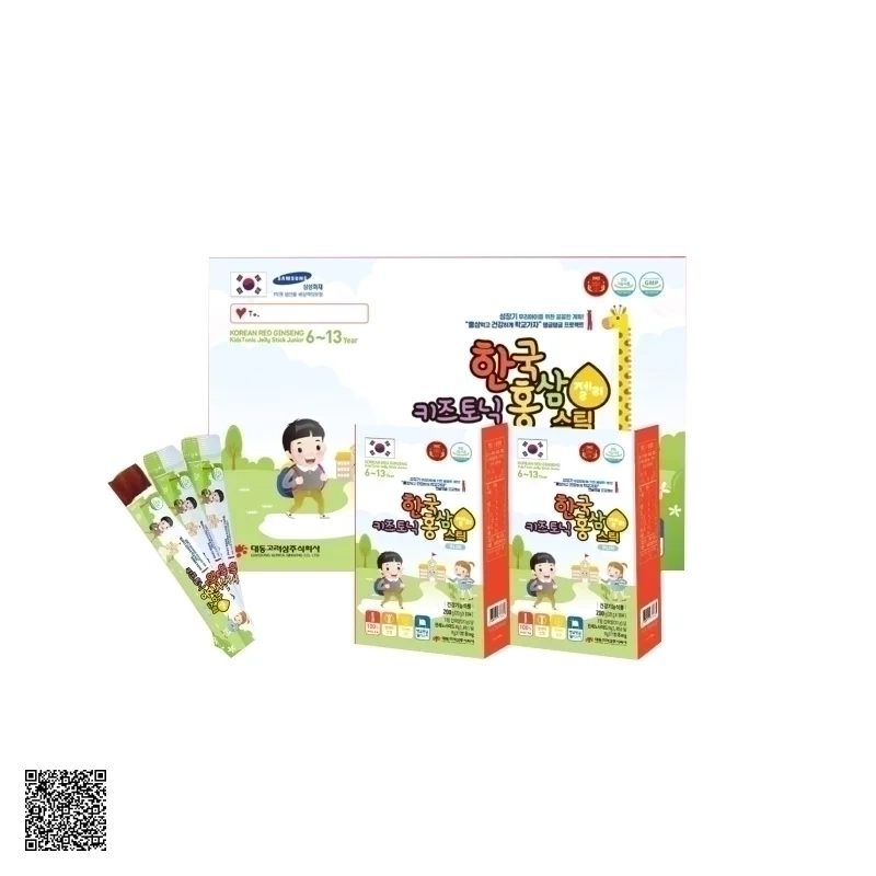 Thạch Hồng Sâm Tăng Chiều Cao Trẻ Em 6-13 Tuổi Daedong Korean Red Ginseng Kids Tonic Jelly Stick Junior