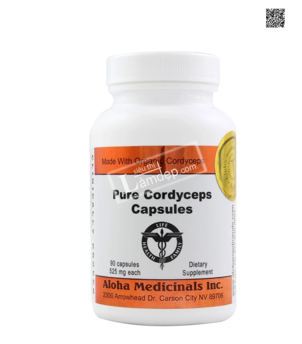 Đông Trùng Hạ Thảo Aloha Pure Cordyceps Capsules (90 Viên x 525mg)