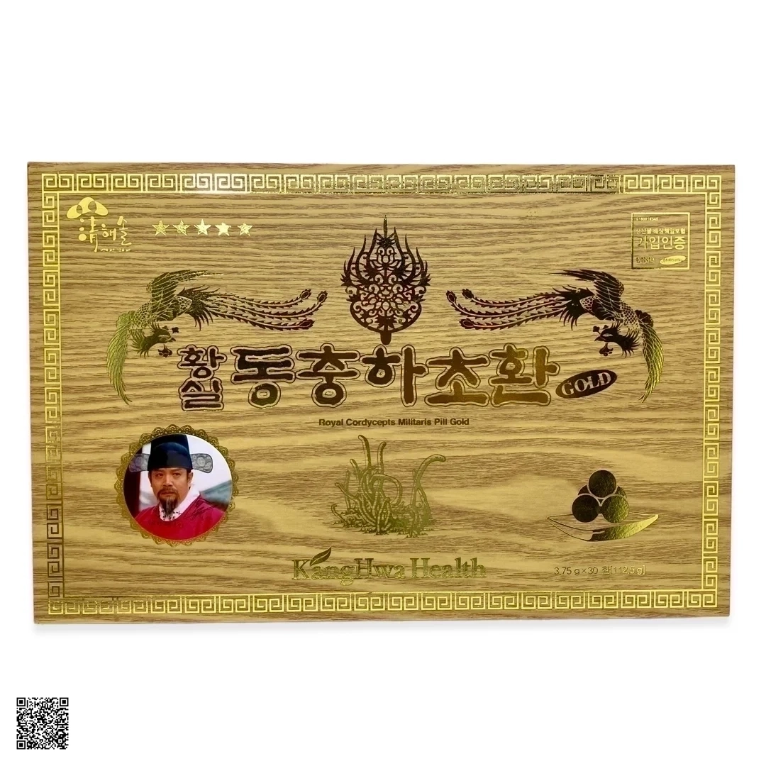 Đông Trùng Hạ Thảo Hộp Gỗ KangHwa Royal Cordyceps Militairs Pill Gold