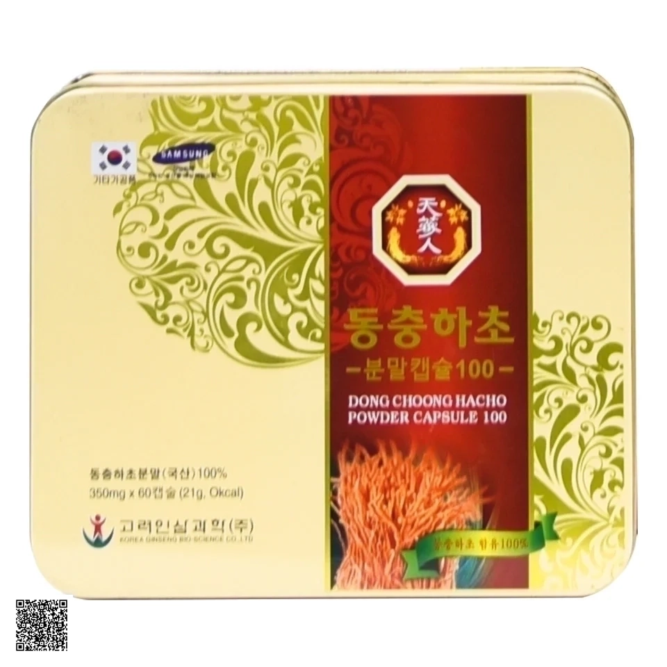 Viên Đông Trùng Hạ Thảo Bio Apgold Dong Choong Hacho Powder Capsule 100 Hộp Sắt