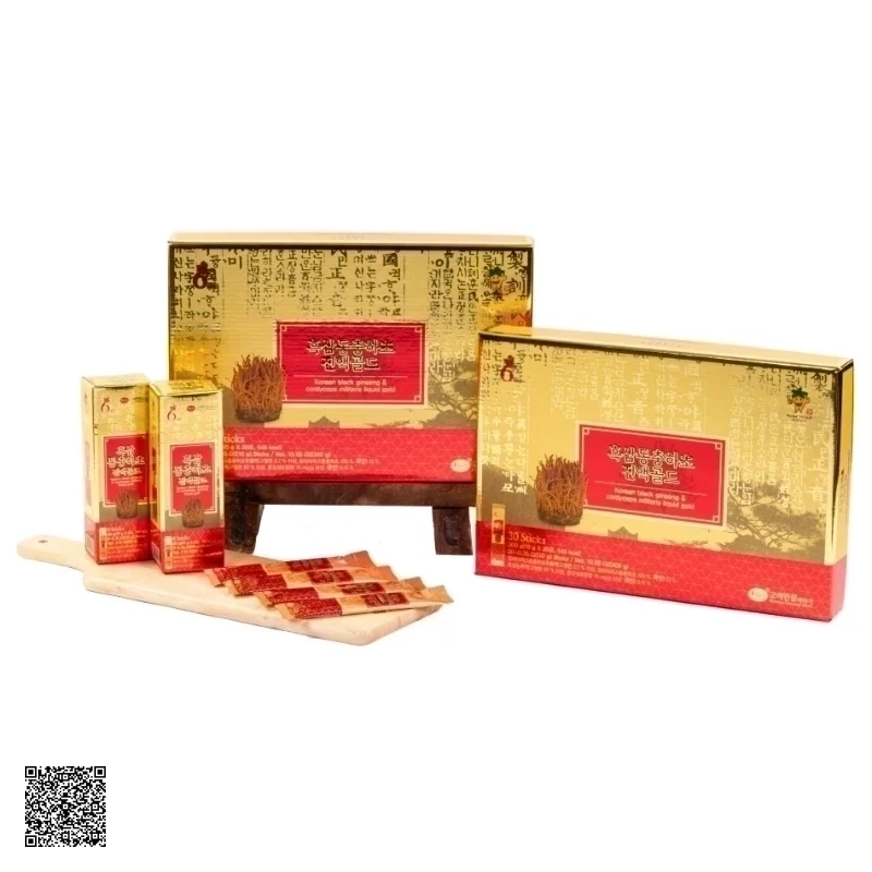 Nước Hắc Sâm Đông Trùng Hạ Thảo KGS Korean Black Ginseng Cordyceps Militaris Liquid Gold (10ml x 30 gói)