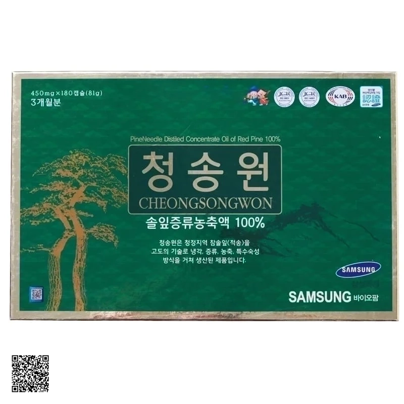 Viên Tinh Dầu Thông Đỏ Cheong Song Won Hộp Xanh Hàn Quốc 180 Viên