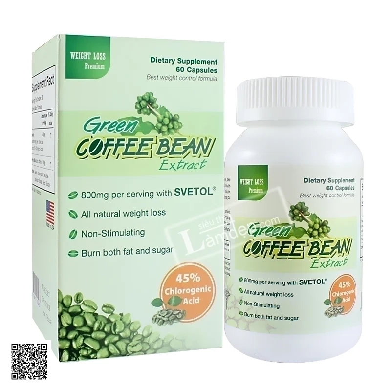 Thuốc Giảm Cân GREEN COFFEE BEAN Chiết Xuất Từ Hạt Cafe Xanh