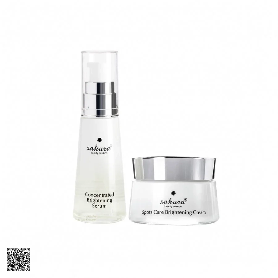 Sakura Spots Care Brightening Cream & Concentrated Brightening Serum - Combo Duỡng Sáng, Giảm Nám Da