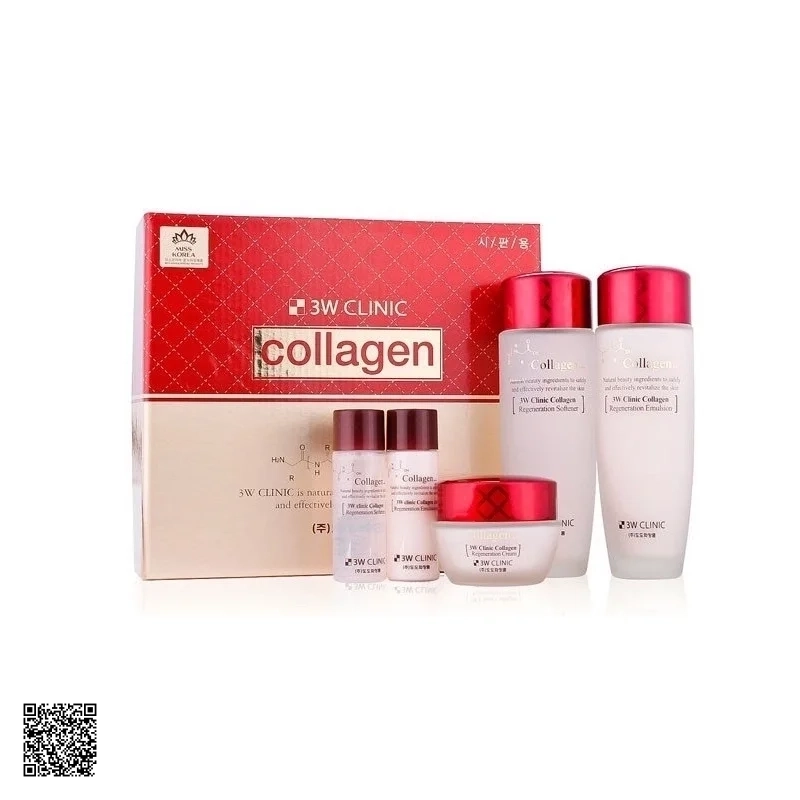 3W Clinic Collagen Skin Care - Bộ Sản Phẩm Dưỡng Trắng Da (Màu Đỏ)