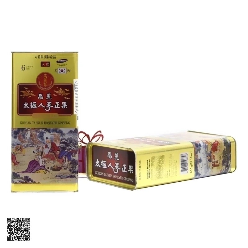 Thiên Sâm Thái Cực Tẩm Mật Ong Daedong Korean Taekuk Honeyed Ginseng Hộp Thiếc 600g