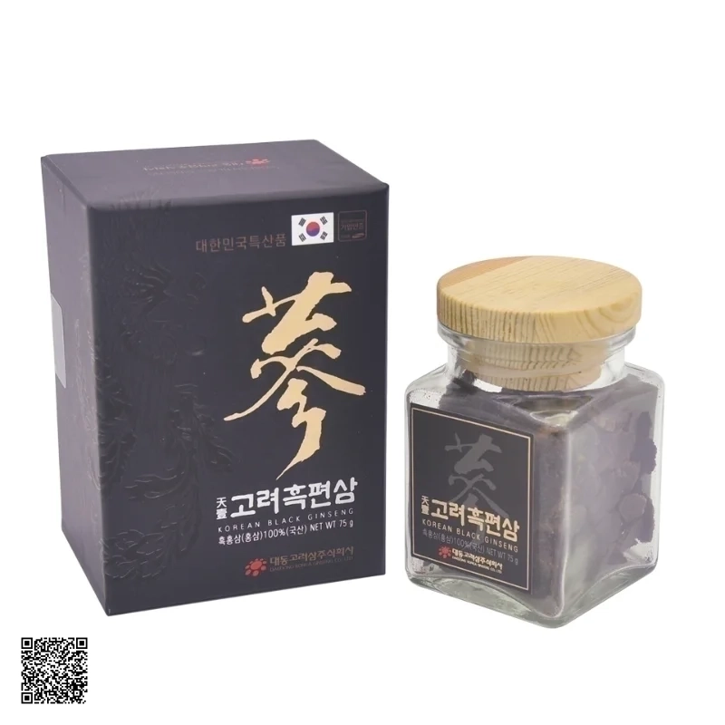 Hắc Sâm Củ Khô Thái Lát Daedong Korean Black Ginseng (1 lọ x 75gr)