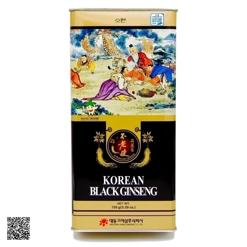 Hắc Sâm Củ Khô Daedong Korean Black Ginseng Hộp Thiếc 150gr (16 - 25 củ)