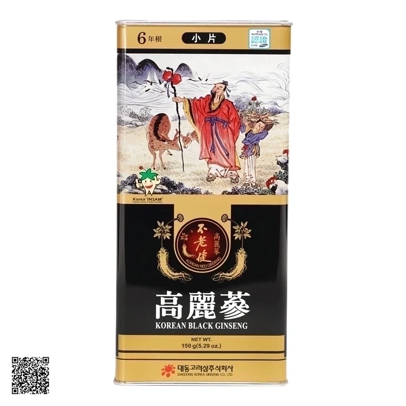 Hắc Sâm Củ Khô Daedong Korean Black Ginseng Hộp Thiếc 150gr (6 - 10 củ)