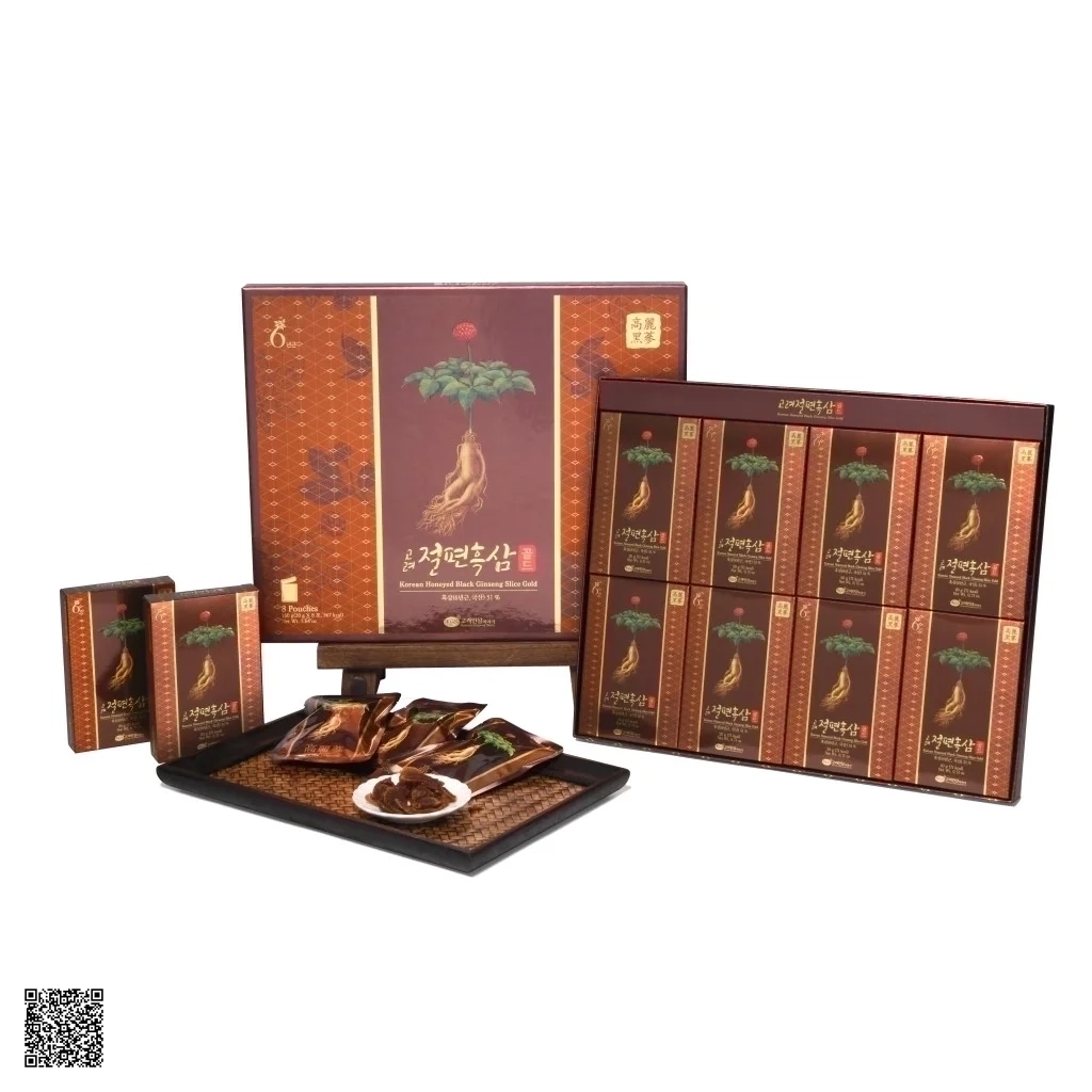 Hắc Sâm Lát Tẩm Mật Ong KGS Korean Honeyed Black Ginseng Slice Gold (8 gói x 20gr)