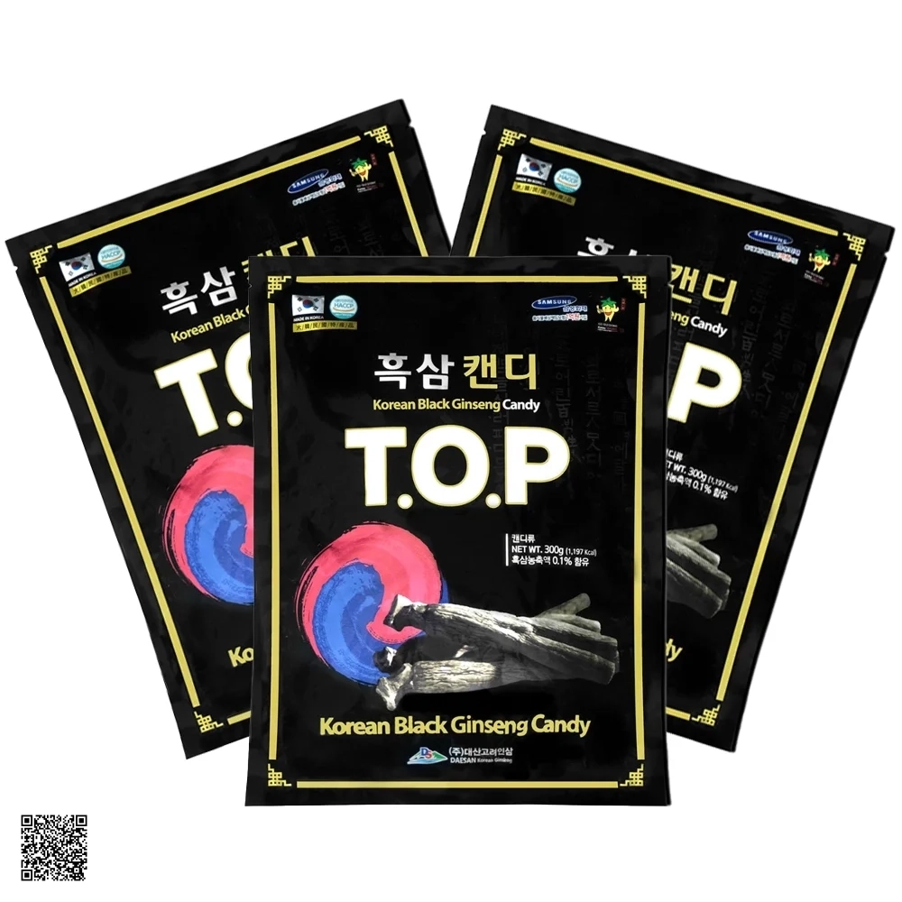 Combo 3 Gói Kẹo Hắc Sâm Daesan T.O.P Korean Black Ginseng Candy