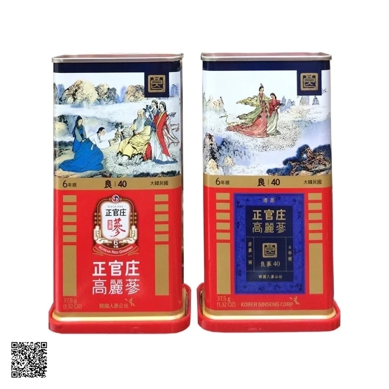 Hồng Sâm Củ Khô KGC Korean Red Ginseng Số 40 Hộp Thiếc 37.5g