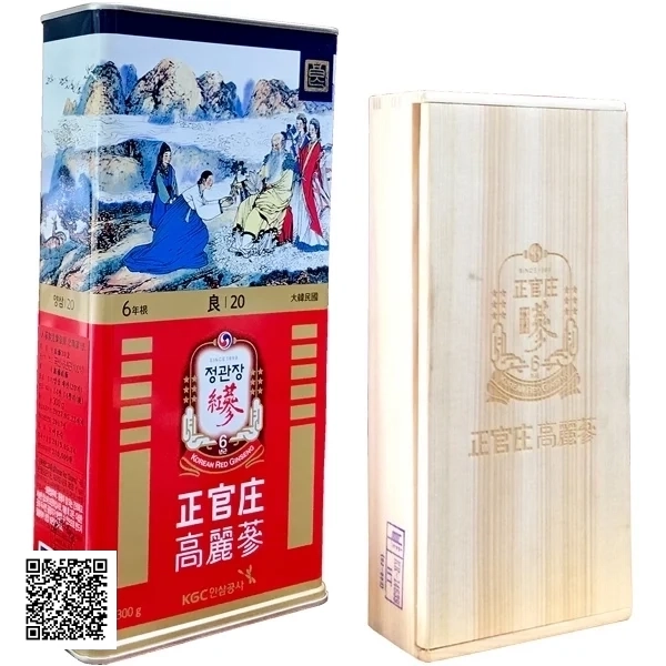 Hồng Sâm Củ Khô KGC Korean Red Ginseng Số 20 Hộp Thiếc 300gr