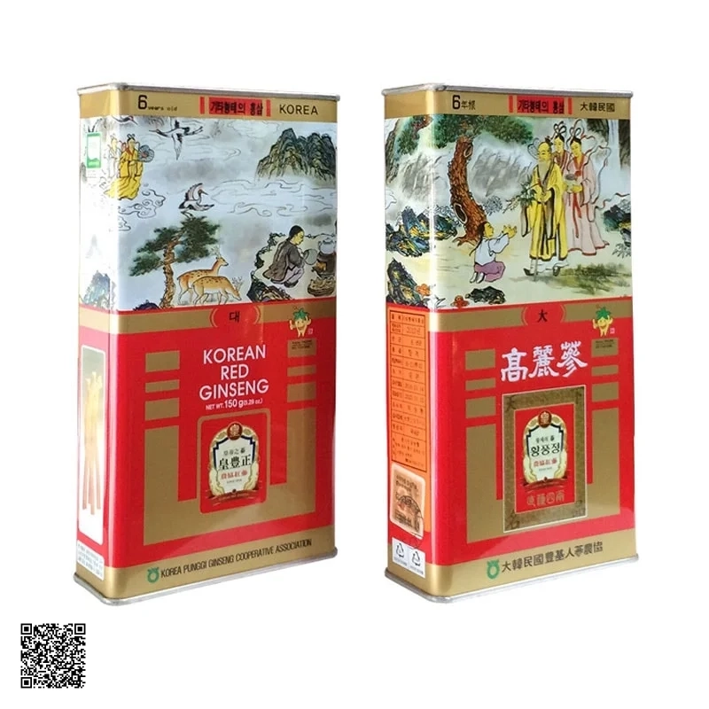 Hồng Sâm Củ Khô KGS Korean Red Ginseng Punggi Hộp Thiếc 150g (6-10 củ)