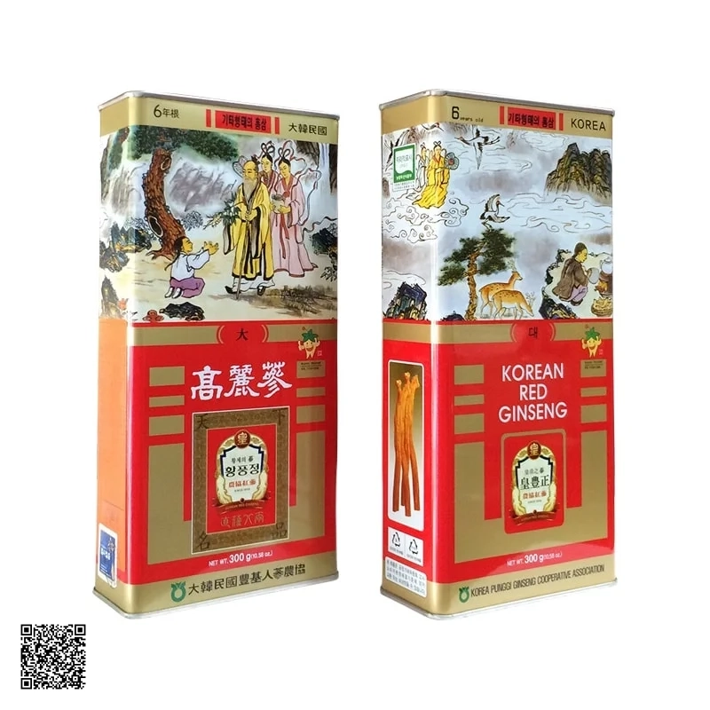 Hồng Sâm Củ Khô KGS Korean Red Ginseng Punggi Hộp Thiếc 300g (11-20 củ)