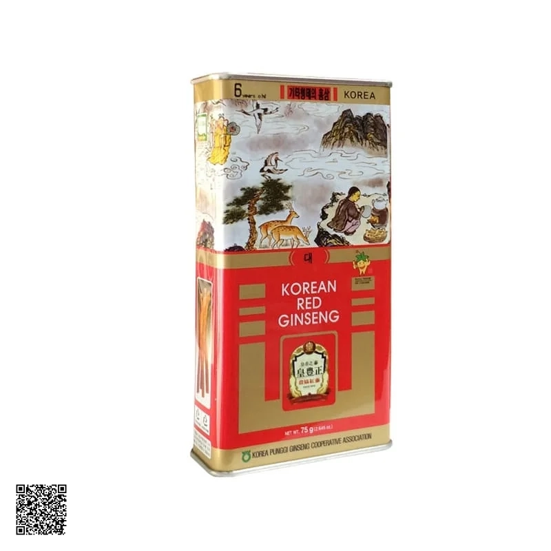 Hồng Sâm Củ Khô KGS Korean Red Ginseng Punggi Hộp Thiếc 75g (6-8 củ)