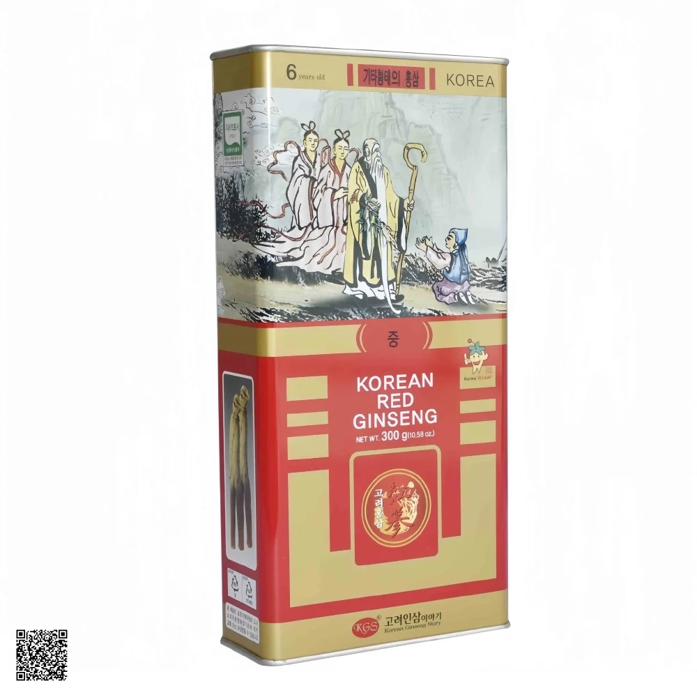 Hồng Sâm Củ Khô KGS Korean Red Ginseng Punggi Hộp Thiếc 300g (21-30 củ)