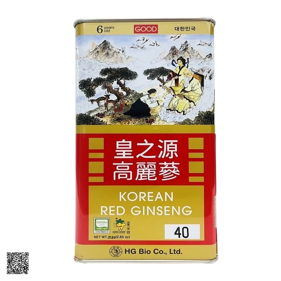 Hồng Sâm Củ Khô HG Bio Korean Red Ginseng Hộp Thiếc 37.5gr (3 củ)