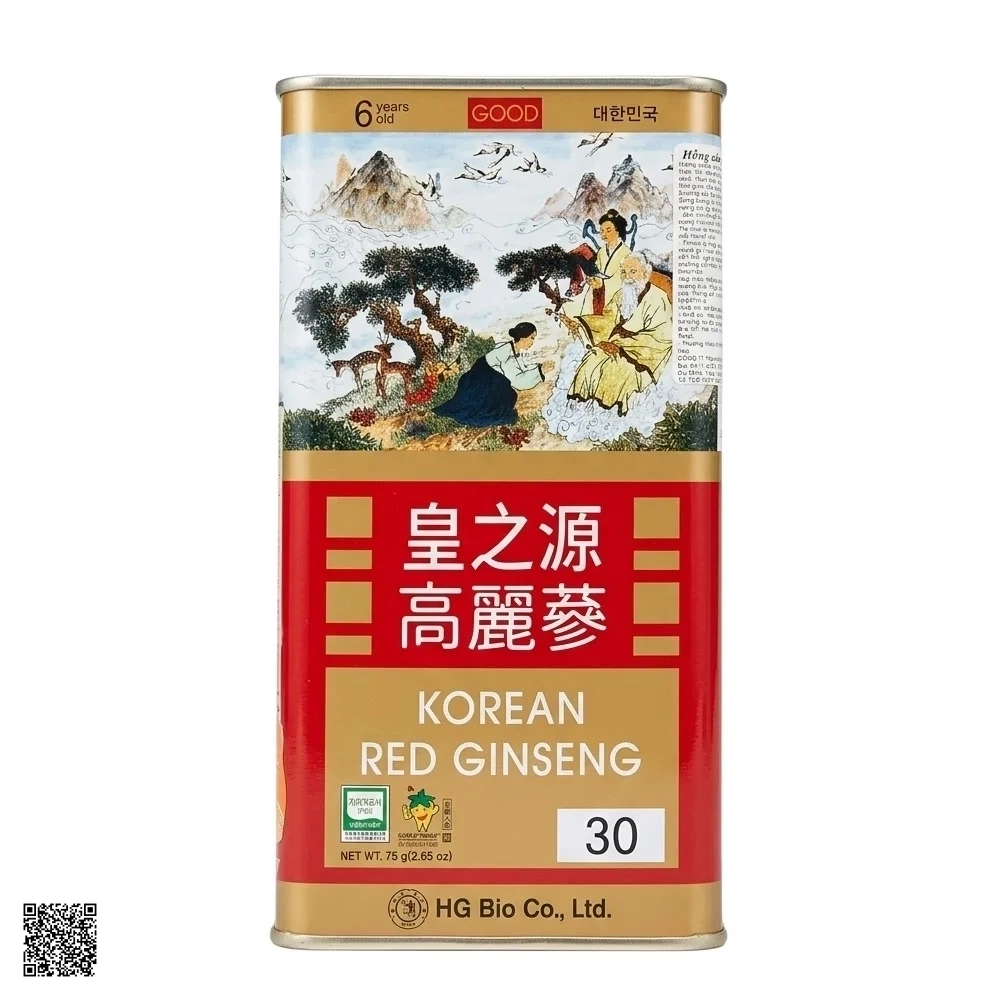 Hồng Sâm Củ Khô HG Bio Korean Red Ginseng Hộp Thiếc 75gr (6 củ)