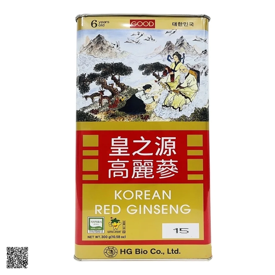 Hồng Sâm Củ Khô HG Bio Korean Red Ginseng Hộp Thiếc 300gr (10 củ)