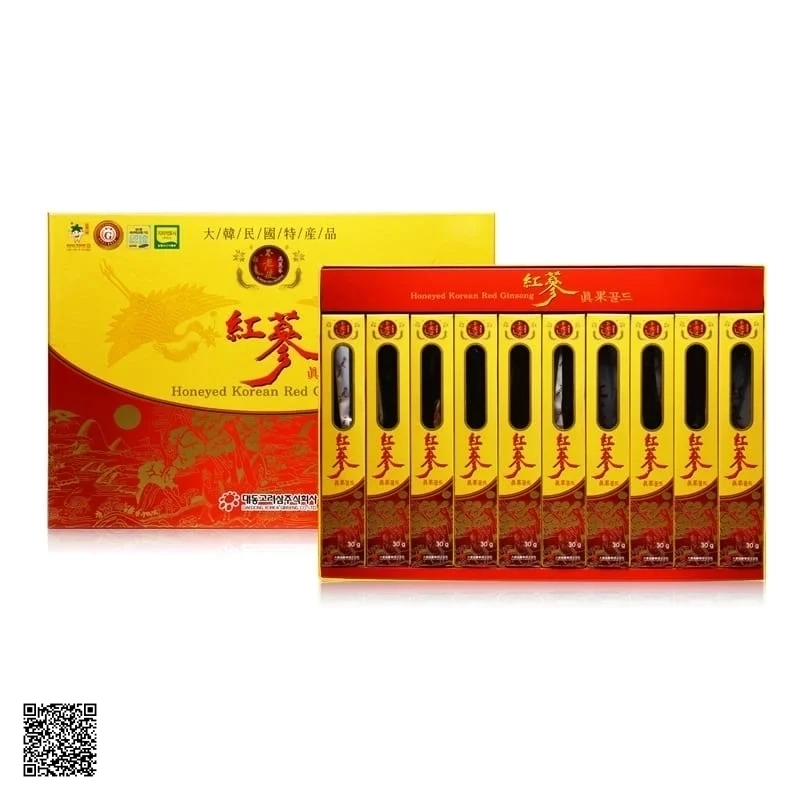 Hồng Sâm Củ Tẩm Mật Ong Daedong Honeyed Korean Red Ginseng (10 củ x 30g)