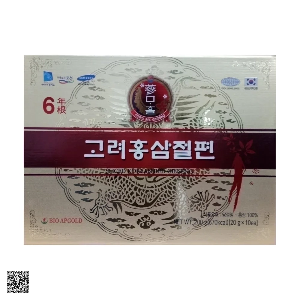 Hồng Sâm Thái Lát Tẩm Mật Ong Bio Apgold Sliced Korean Red Ginseng (10 gói x 20g)
