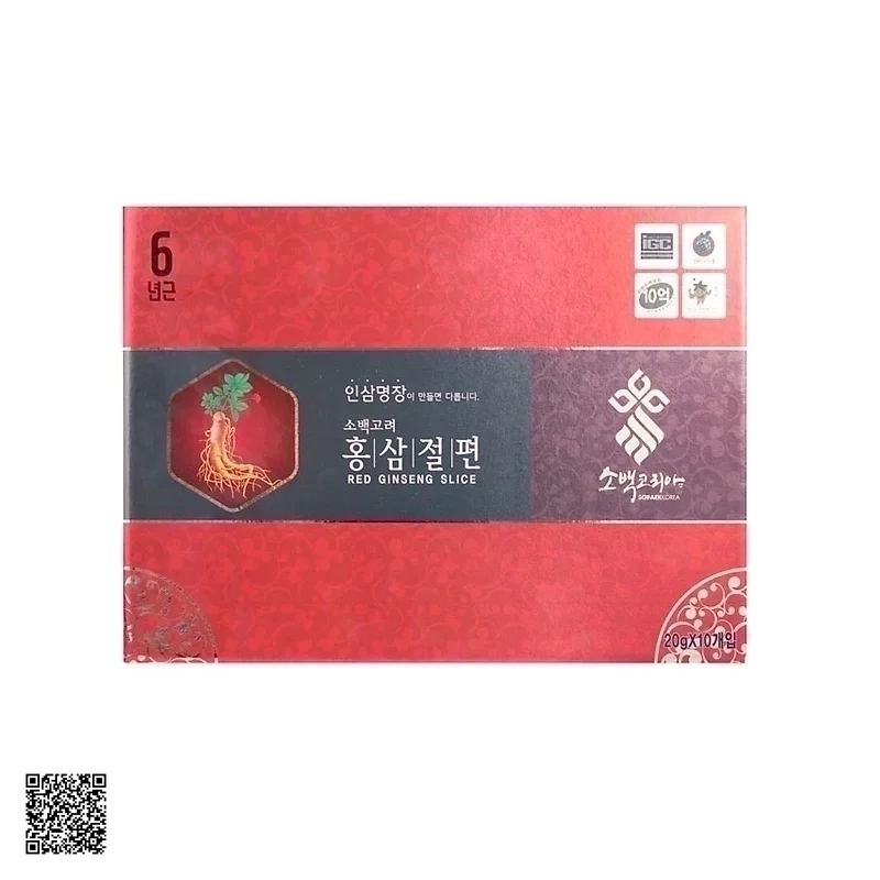 Hồng Sâm Lát Tẩm Mật Ong Sobaek Korea Red Ginseng Slice (20gr x 10 gói)
