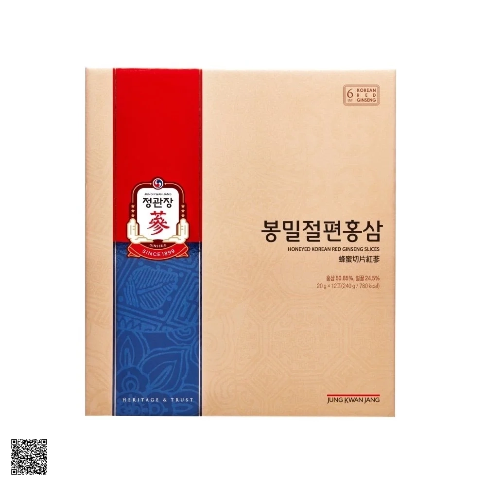 Hồng Sâm Thái Lát Tẩm Mật Ong KGC Honeyed Korean Red Ginseng Slice (12 gói x 20gr)