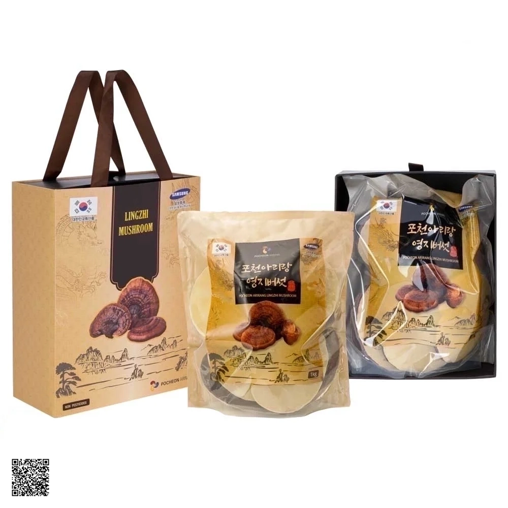 Nấm Linh Chi Đỏ Pocheon Arirang Lingzhi Mushroom Hàn Quốc 1kg (10-13 lá)