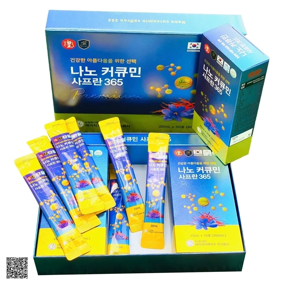 Ginseng King Nano Curcumin Premium 365 Nước Uống Tinh Nghệ & Nhuỵ Hoa Nghệ Tây Hàn Quốc (30 Gói x 20ml)
