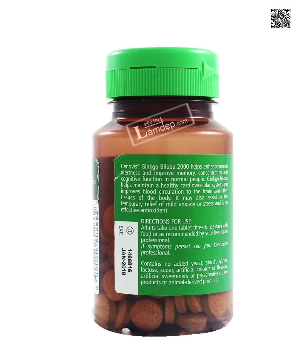 Viên Uống Bổ Não, Tăng Cường Trí Nhớ Cenovis Ginkgo Biloba 2000