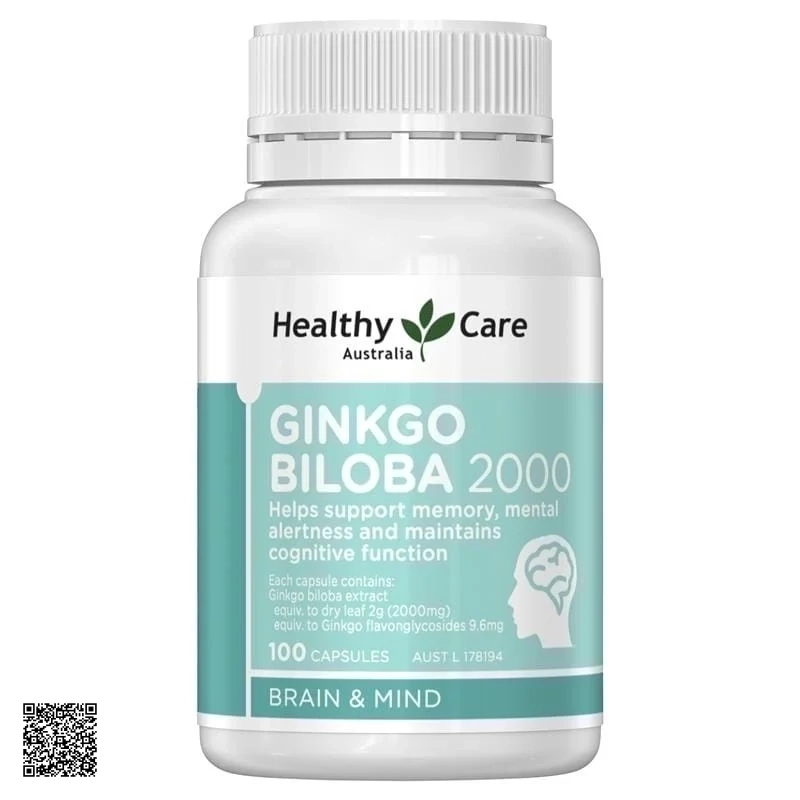 Healthy Care Ginkgo Biloba Thực Phẩm Chức Năng Hỗ Trợ Bỗ Não (2000mg x 100 viên)