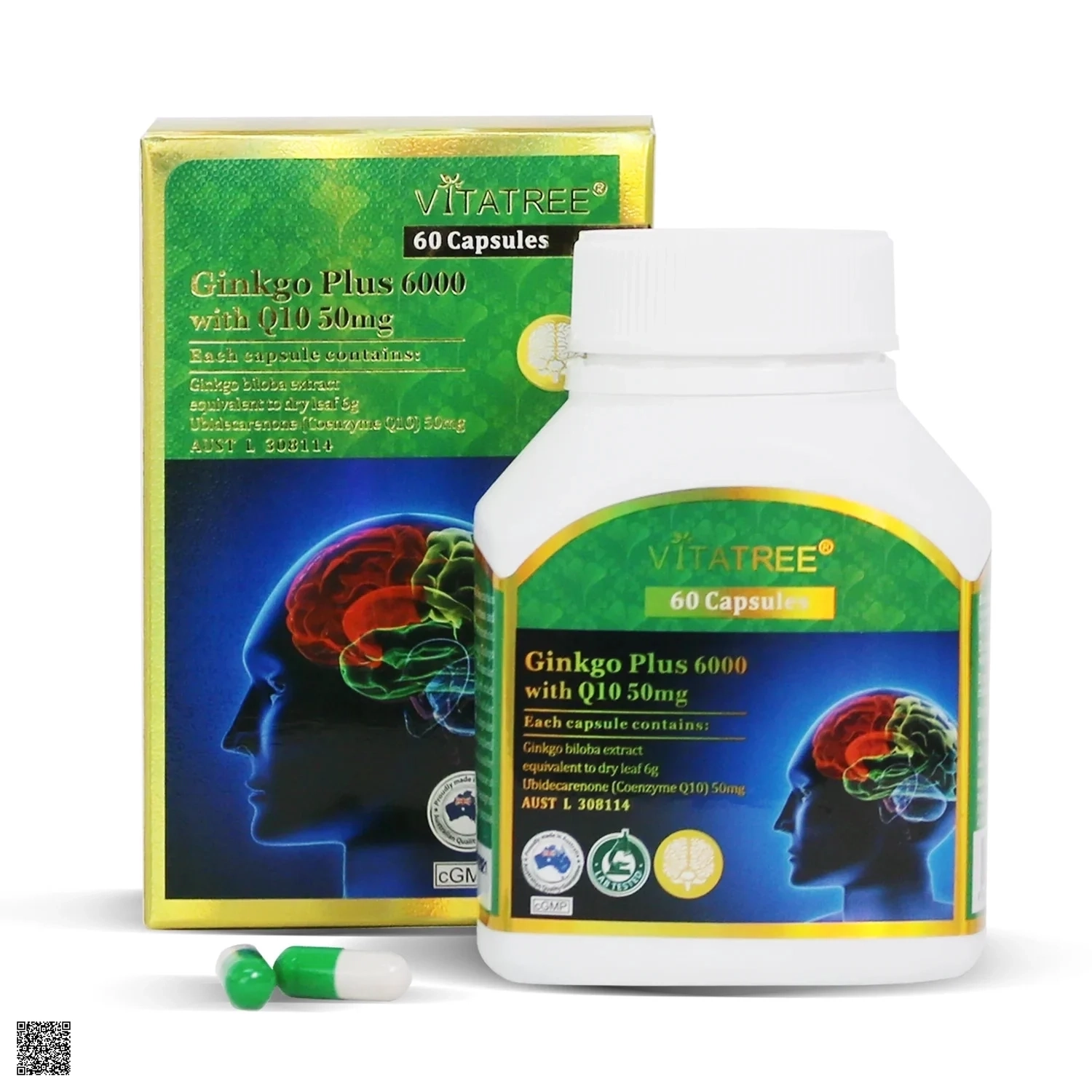 Vitatree Ginkgo Plus 6000 Mg With CQ10 50mg Viên Uống Hỗ Trợ Cải Thiện Trí Nhớ