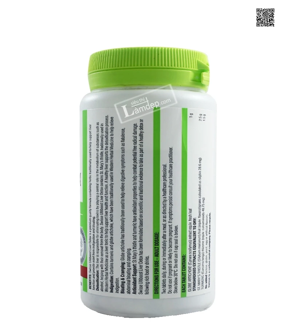Viên Uống Bổ Gan Giải Độc Swisse Liver Detox 120 Viên