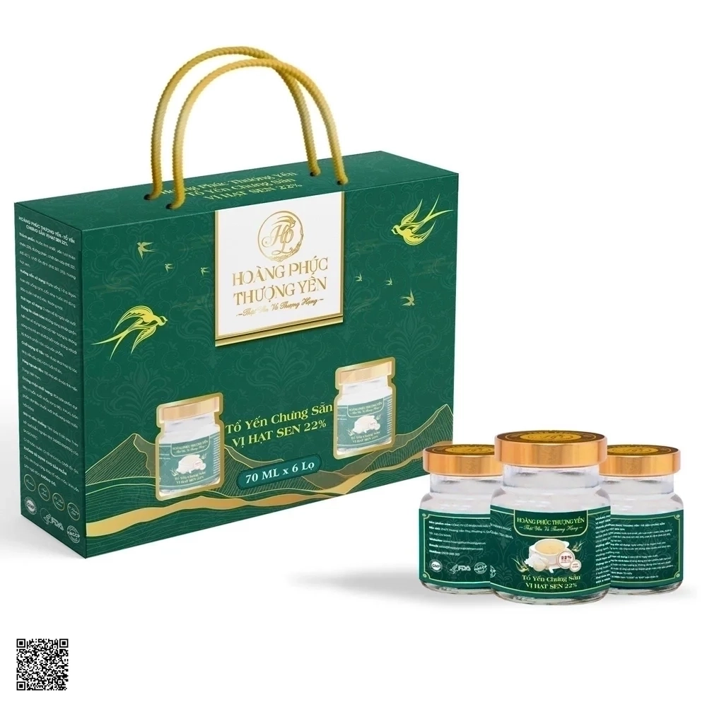 Hoàng Phúc Thượng Yến Vị Hạt Sen 22% - Tổ Yến Chưng Sẳn Cao Cấp