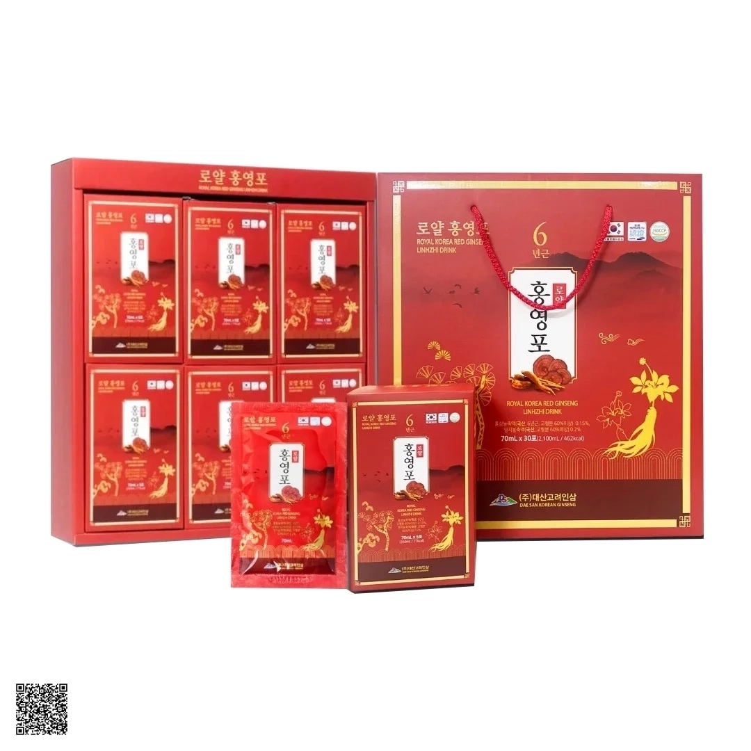 Nước Hồng Sâm Linh Chi Daesan Royal Korea Red Ginseng Lingzhi Drink (30 gói x 70ml)