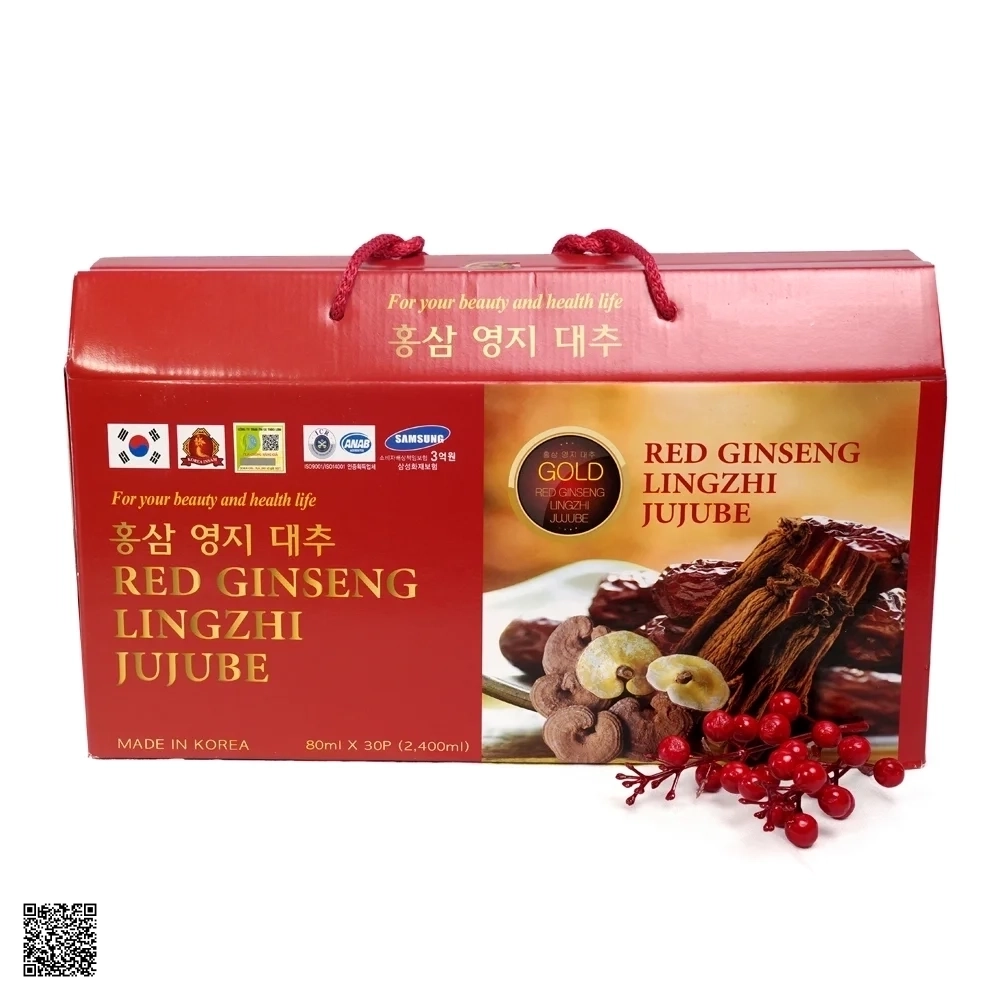 Nước Hồng Sâm Linh Chi Táo Đỏ Insam Red Ginseng Lingzhi Jujibe (30 gói x 80ml)