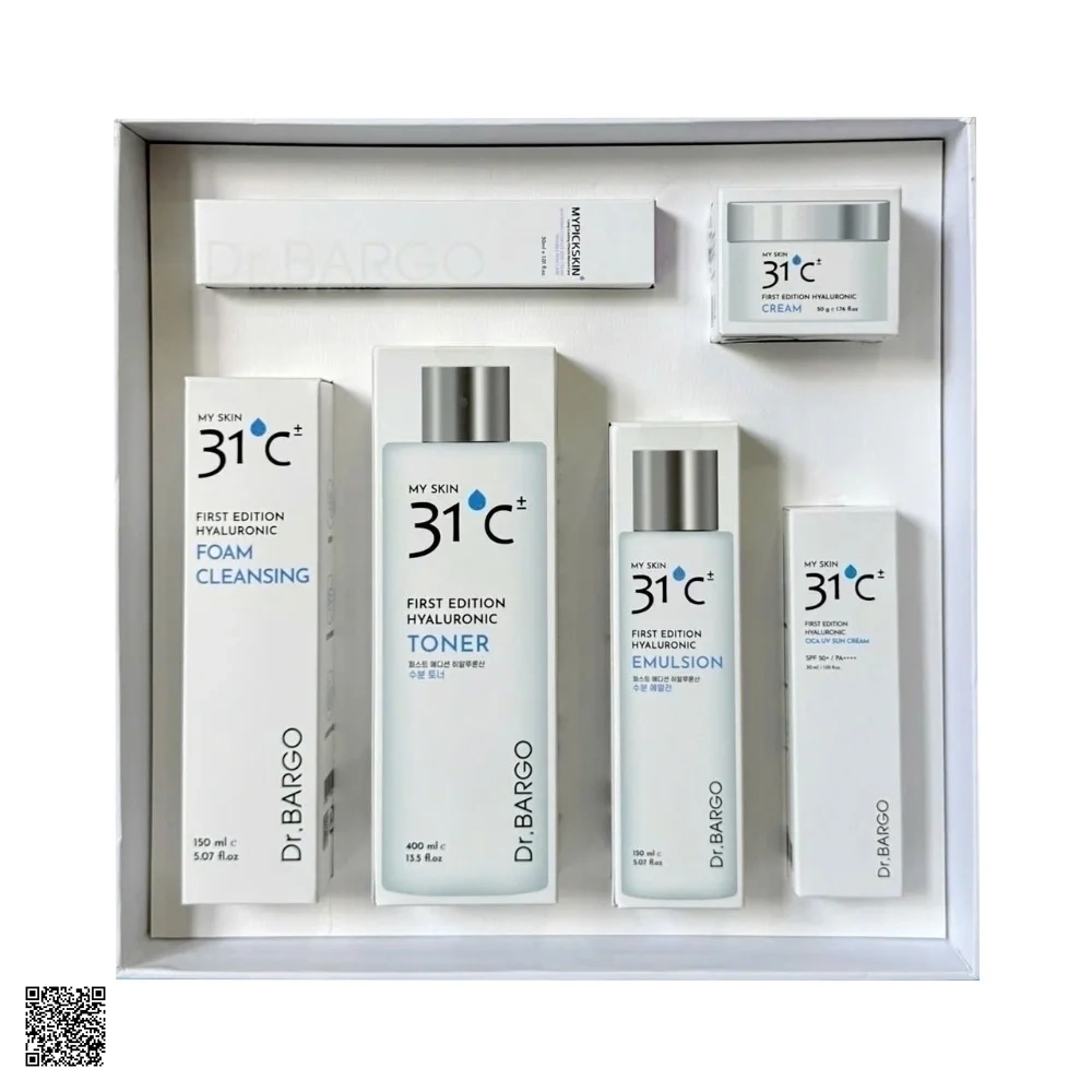 Dr.Bargo My Skin 31°C - Bộ 6 Sản Phẩm Chăm Sóc Da Dưỡng Âm Chuyên Sâu