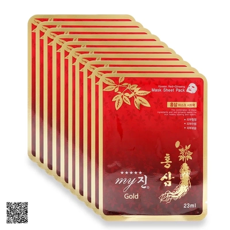Mặt Nạ Chống Lão Hóa Hồng Sâm My Gold Korea Red Ginseng Mask Sheet Pack (10 miếng/ hộp)