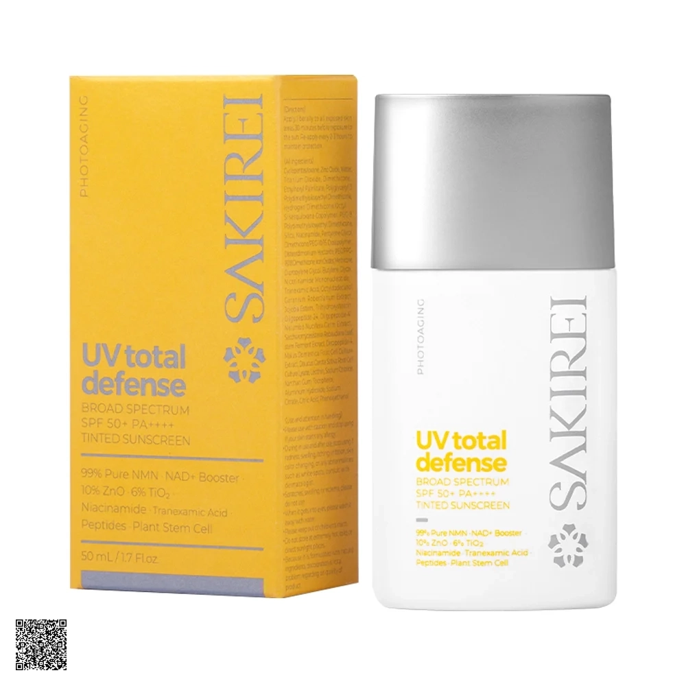 Sakirei UV Total Defense Broad Spectrum Tinted Sunscreen SPF 50+ PA++++ - Serum Chống Nắng Vật Lý Phục Hồi Da