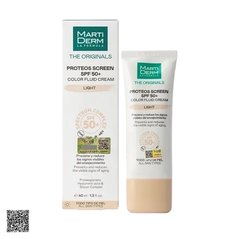 Kem Chống Nắng Nâng Tông Martiderm Proteos Screen SPF50+ Color Fluid Cream Light