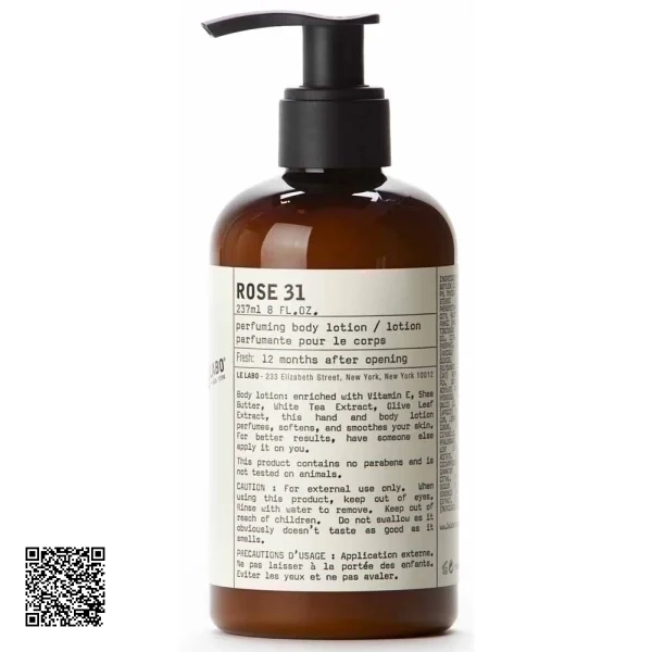 Sữa Dưỡng Thể Nước Hoa Le Labo Rose 31 Perfuming Body Lotion 237ml