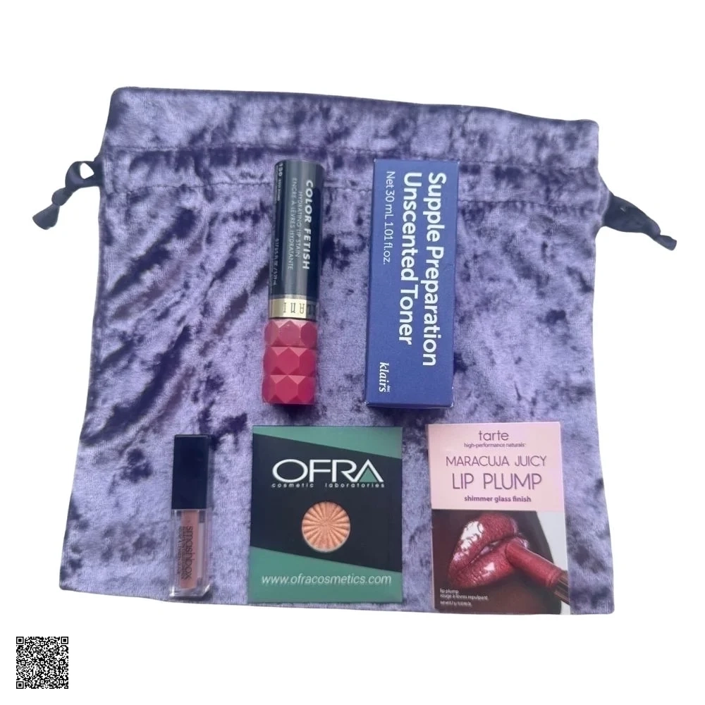 Set Make Up Maracuja Lip Plump - Ofra Highlighter - Smashbox Lipstick - Milani Lip Stain - Klairs Toner