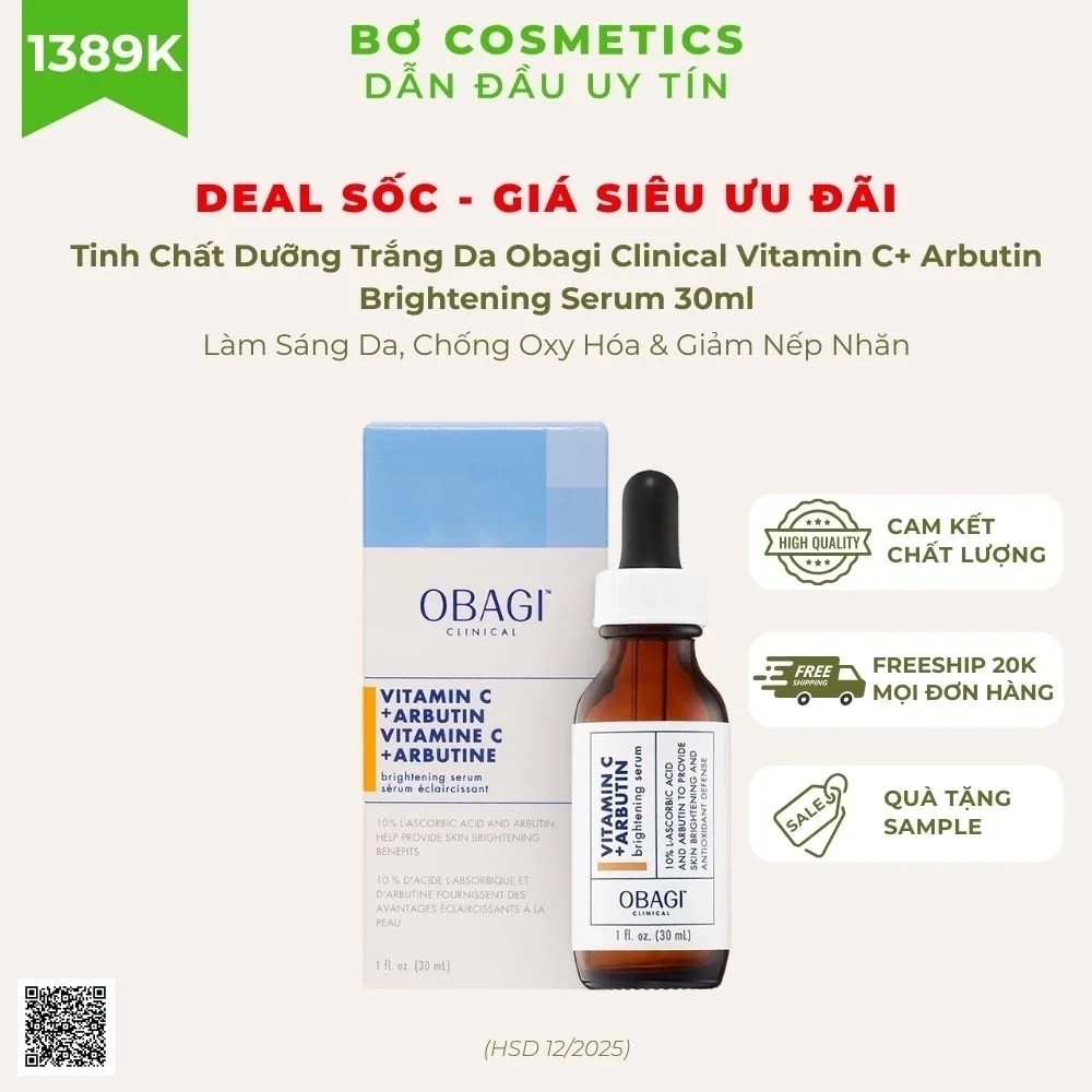 Serum Dưỡng Trắng Da Obagi Clinical Vitamin C+ Arbutin Brightening 30ml (HSD dưới 6 tháng)
