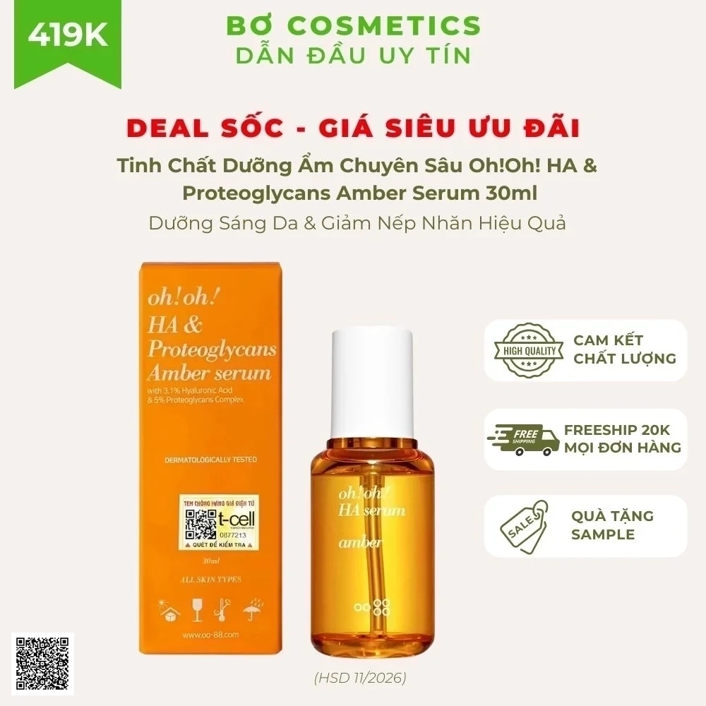 Tinh Chất Dưỡng Ẩm Chuyên Sâu Oh!Oh! HA & Proteoglycans Amber Serum (HSD dưới 6 tháng)