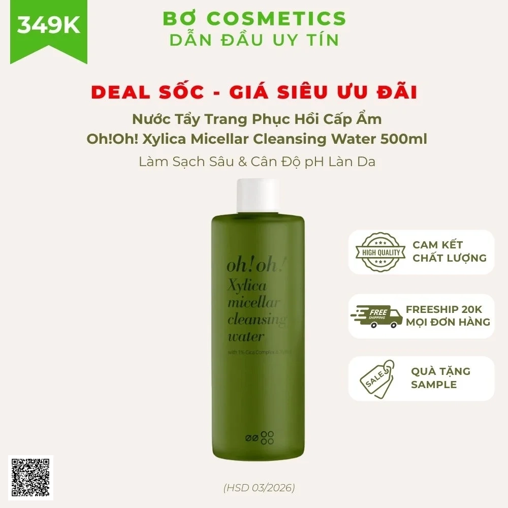 Nước Tẩy Trang Phục Hồi Cấp Ẩm Oh!Oh! Xylica Micellar Cleansing Water (HSD dưới 6 tháng)