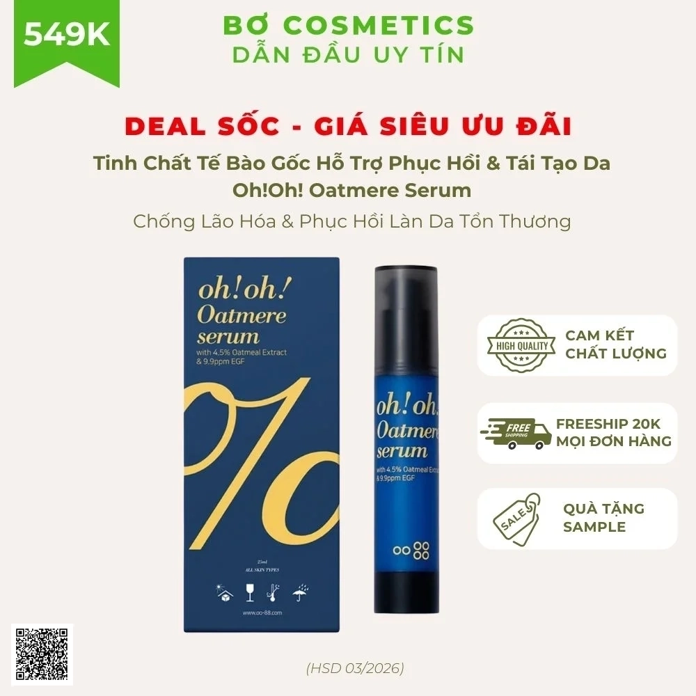 Tinh Chất Tế Bào Gốc Hỗ Trợ Phục Hồi & Tái Tạo Da Oh!Oh! Oatmere Serum (HSD dưới 6 tháng)